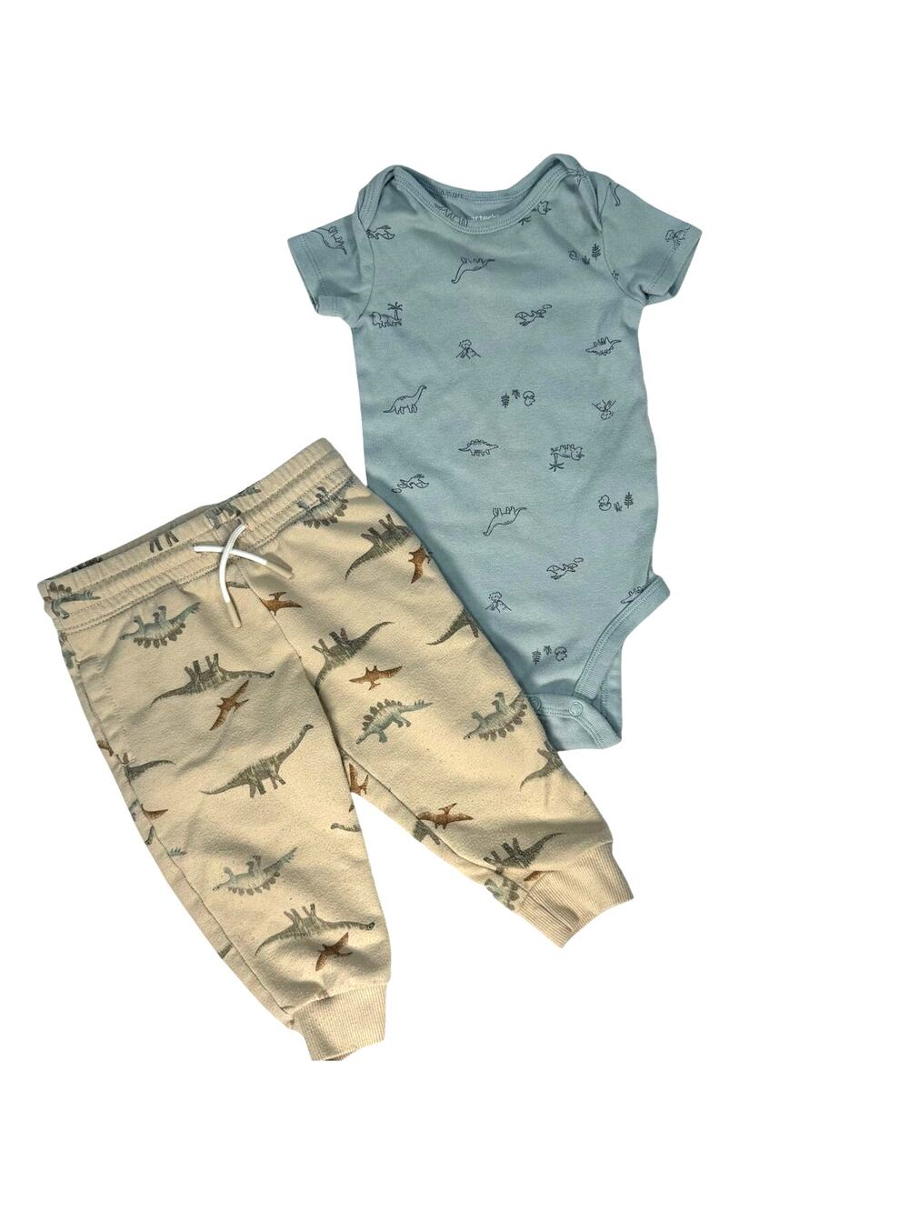 Carter’s Baby 12 Month Dinosaur Bodysuit & Pants Set Blue Tan